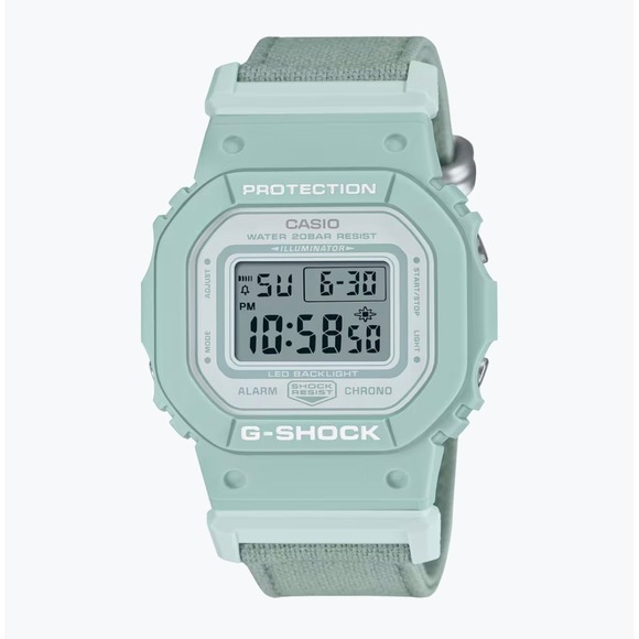 Casio G-Shock Digital Watch Mint Green Cloth Band Square GM5600 Series - Picture 1 of 10